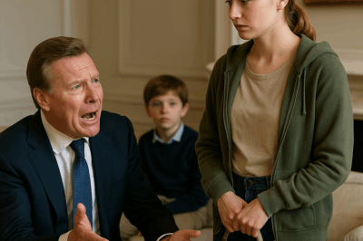 “The Millionaire Mocked the Poor Babysitter — Until Her Secret Identity Left Him Shocked and Begging.” He Laughed at Her Secondhand Clothes, Called Her ‘Just Help,’ and Made Her Feel Small in Front of His Guests. But When His Company Faced Ruin and He Met the CEO Who Could Save Him, His Arrogant Smile Vanished — Because Standing Behind the Desk Was the Same Babysitter He’d Humiliated, Now Holding His Fate in Her Hands.