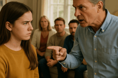 My father’s voice cracked through the living room like a whip: