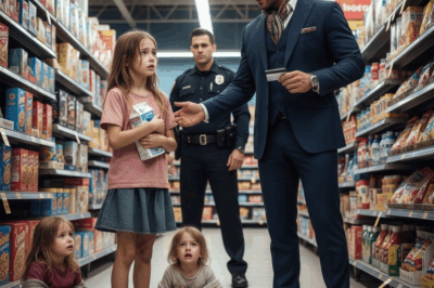 A homeless little girl was reported to the police by a store manager for stealing a box of milk for her two younger siblings, who were crying weakly from hunger — suddenly, a millionaire who witnessed the scene stepped forward…