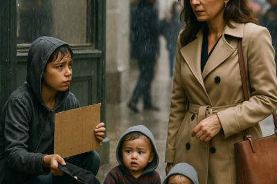 The Rain-Soaked Night a Millionaire Woman Spotted a Shivering Boy Holding Two Babies on a Sidewalk and Stopped Her Car, Uncovering a Heartbreaking Secret So Deep, Mysterious, and Truly Life-Changing It Forever Shattered Everything She Thought She Knew About Family