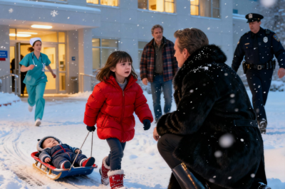 “The Blizzard Mystery That Shocked Doctors: Why a Little Girl Dragged Her Unconscious Baby Brother Through Snow Toward the Hospital Until a Passing Millionaire Discovered Them on a Frozen Sidewalk and Uncovered a Stunning Chain of Events No One Expected That Night”
