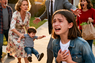 “The Tense Sidewalk Moment That Shocked an Entire Block: Why a Little Girl Cried ‘Please Stop!’ When She Saw Her Stepmother Pull Her Baby Brother Away—Seconds Before a Passing Millionaire Intervened and Revealed a Stunning Truth No One Expected That Day”