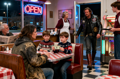 She Had Only $20 for Christmas Eve Dinner for Her Twins—Until a Leather-Clad Hells Angel Walked In, Whispered One Name to the Manager, and Suddenly the Whole Restaurant Went Silent, Then Smiled in Disbelief as bill vanished and surprises appeared